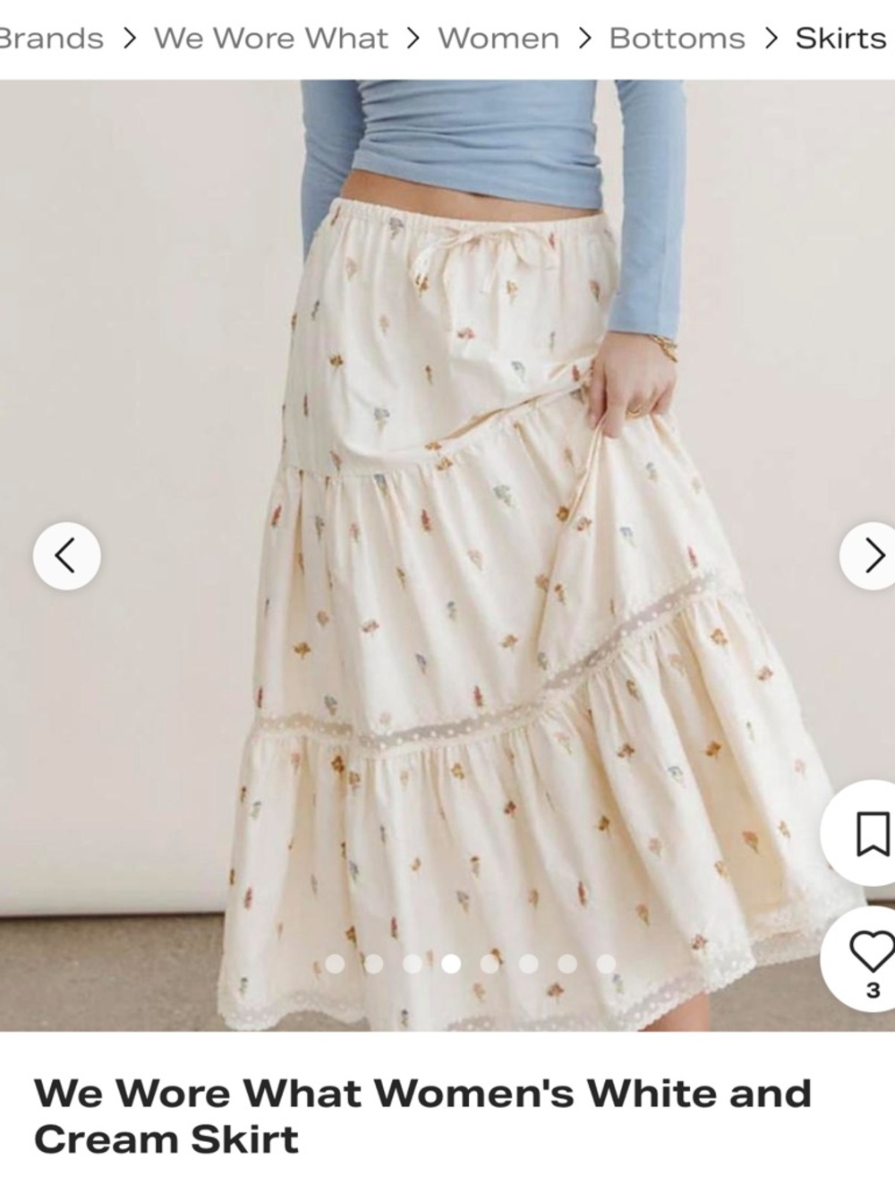 WeWoreWhat Cream and White Floral Tiered Maxi Skirt